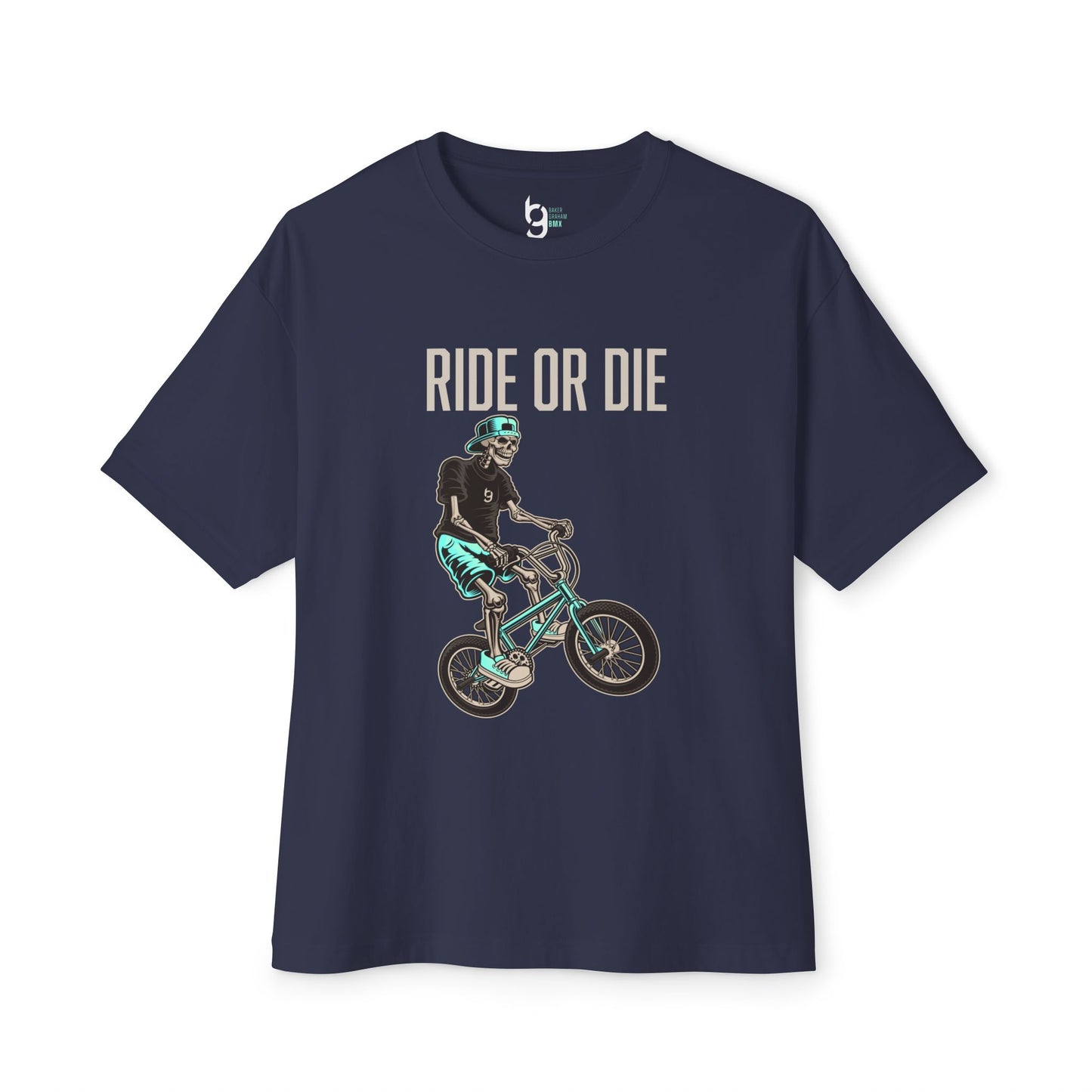 "Ride or Die" BMX Oversized Boxy Tee - Tiffany Graphic