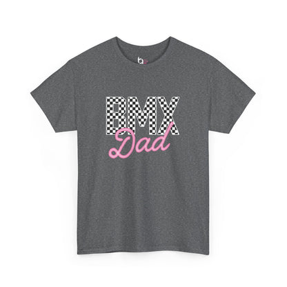 Checkered BMX Dad Dark Colored Tee - Pink Lettering